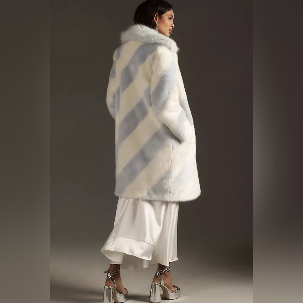 Anthropologie White and Blue Teddy Jacket